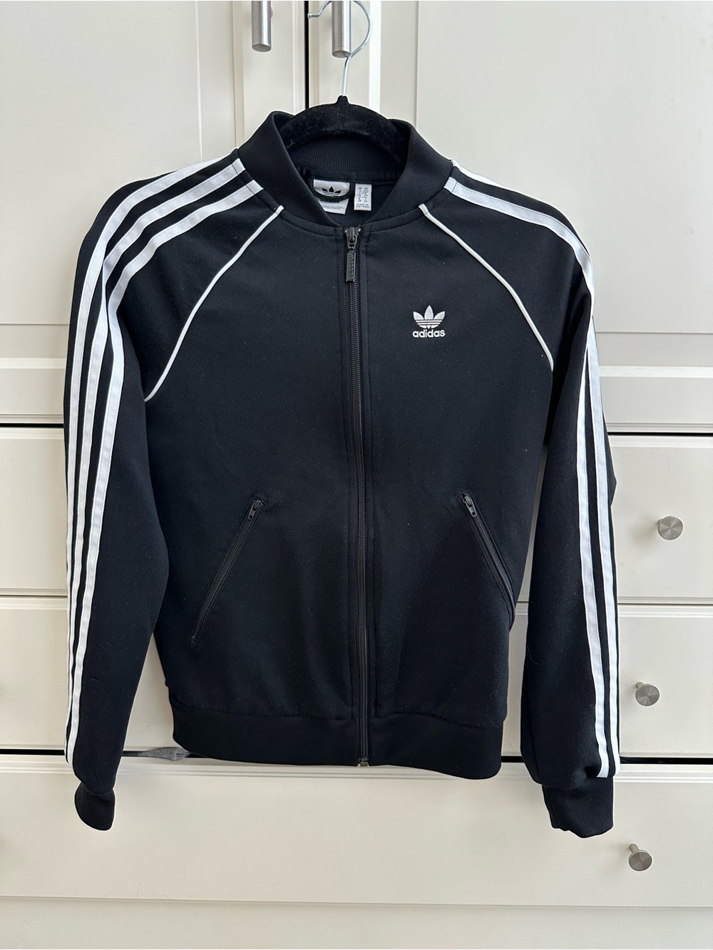 adidas Black Zip-Up Trefoil Sweat Jacket with White Logo